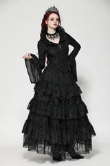 womens steampunk ruffled long skirt