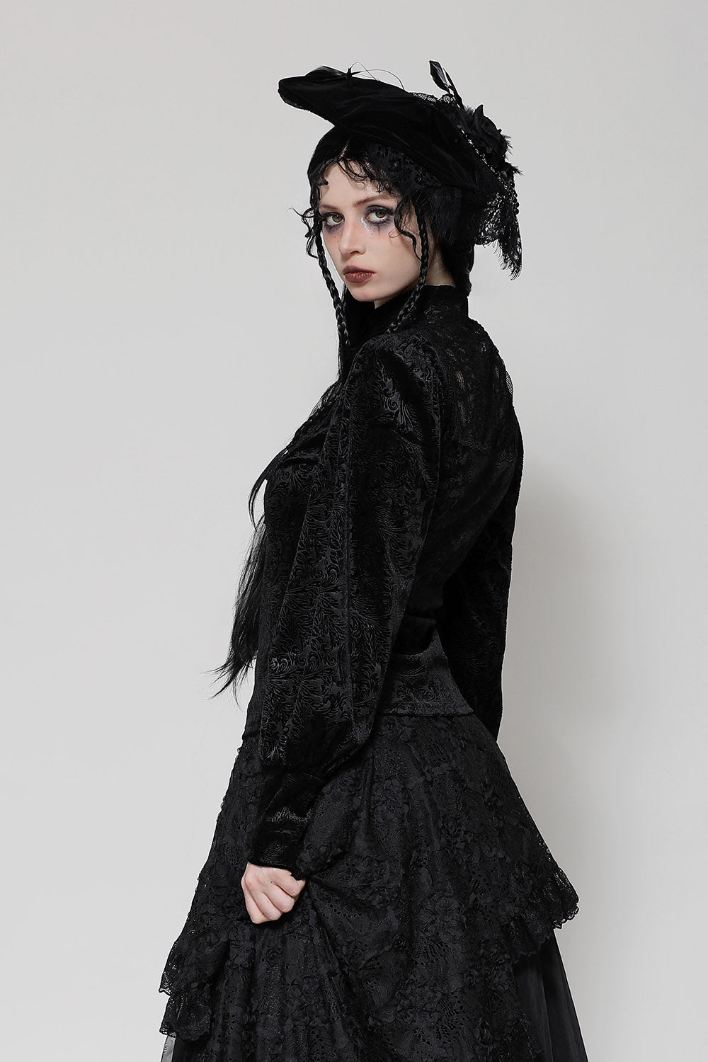 cuffed long sleeve gothic blouse 