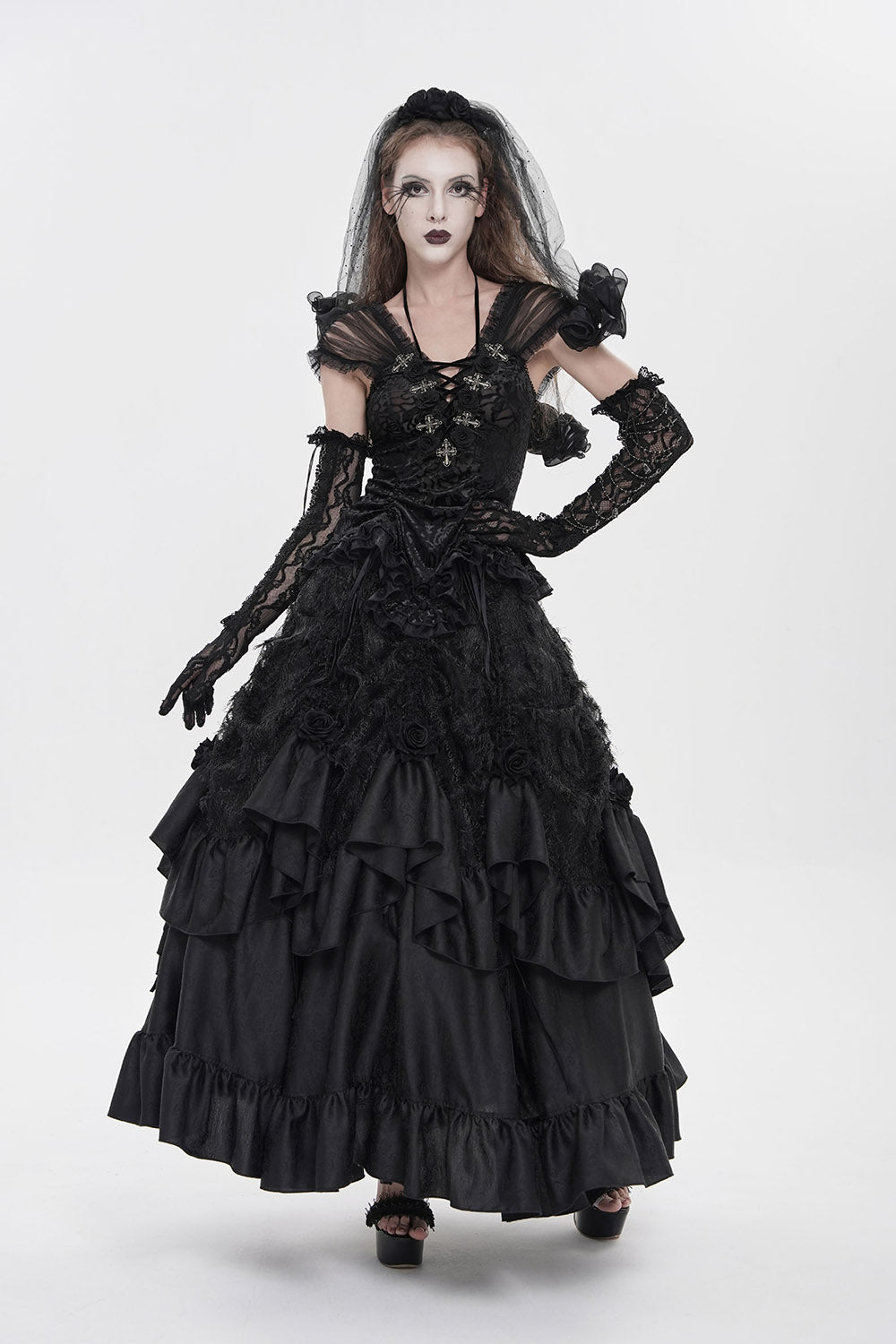 womens tattered maxi long gothic skirt