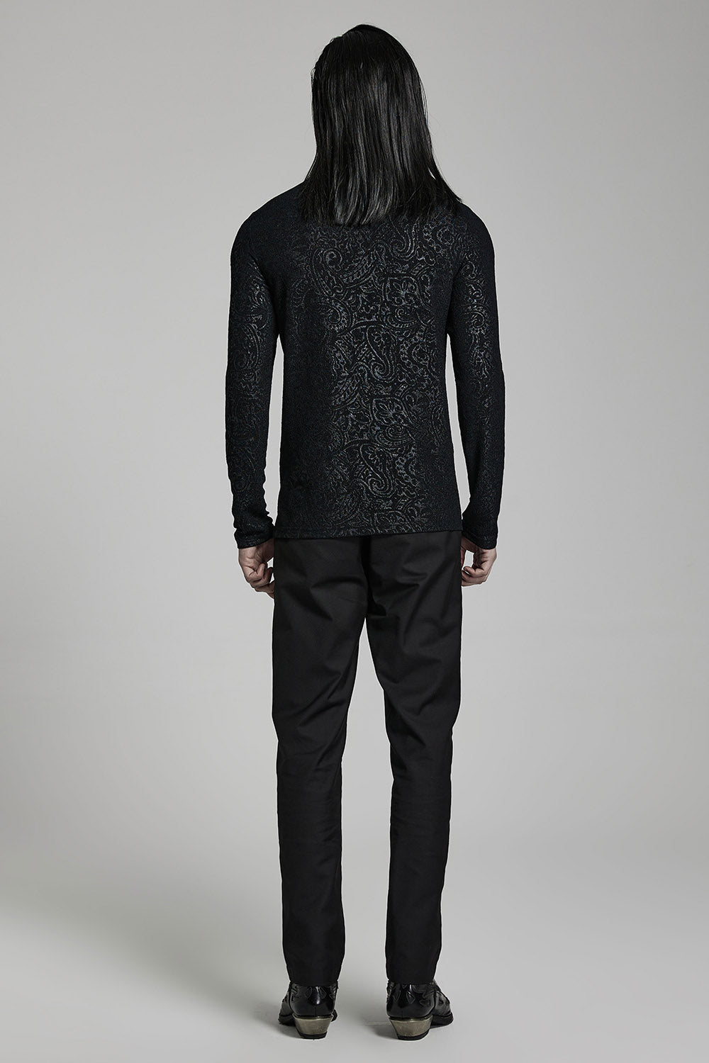 mens long sleeve black gothic shirt