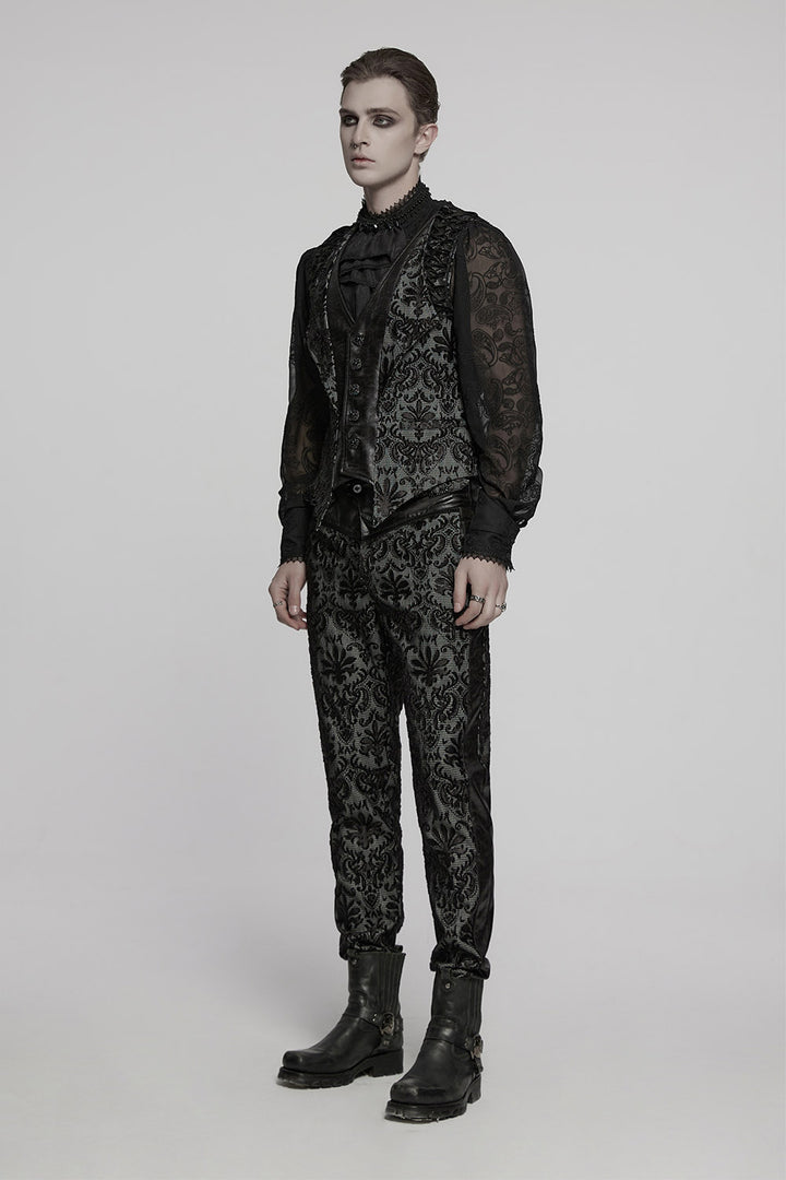 mens trad gothic damask pattern haunted mansion vest 
