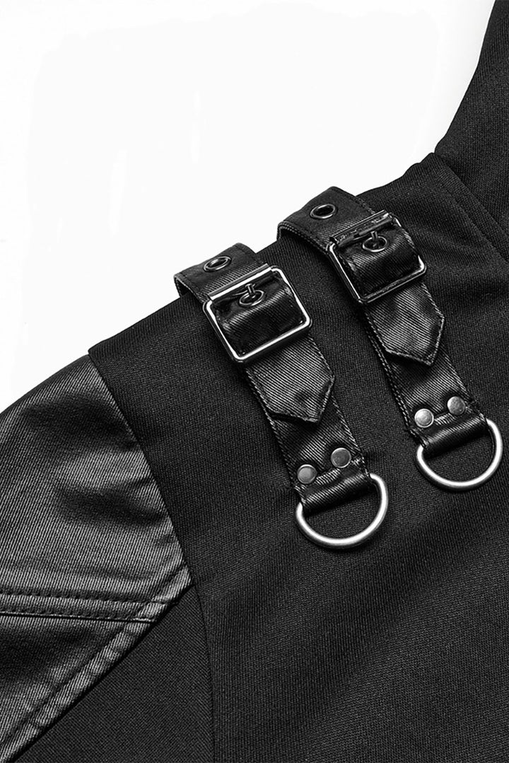 mens techwear buckled stand collar coat