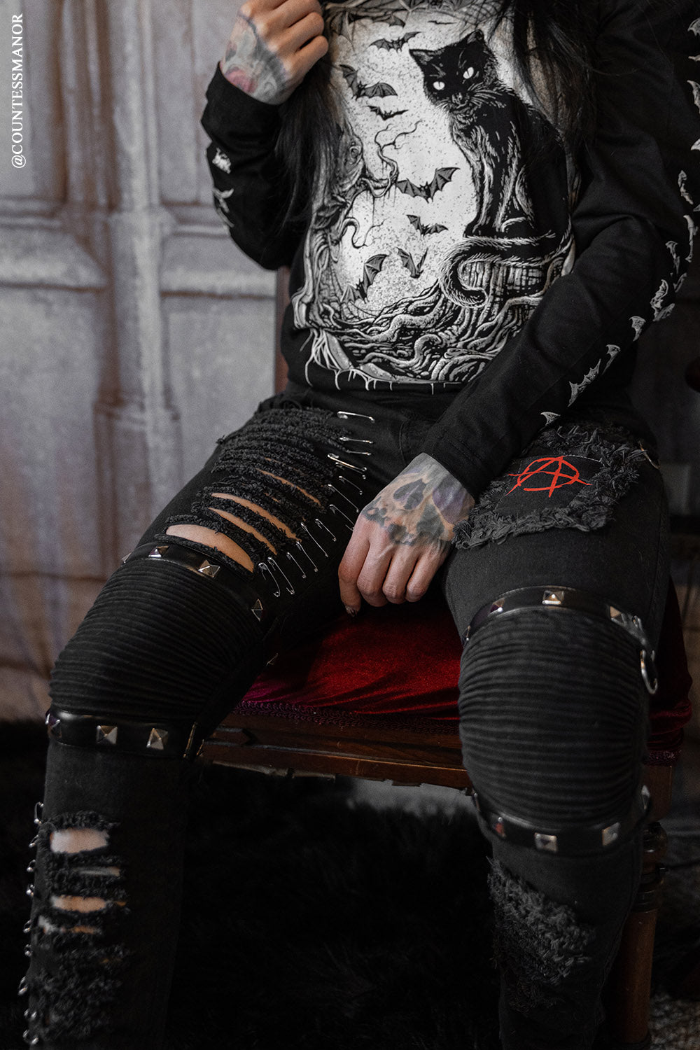 Annihilate Safety Pin Studded Pants – VampireFreaks