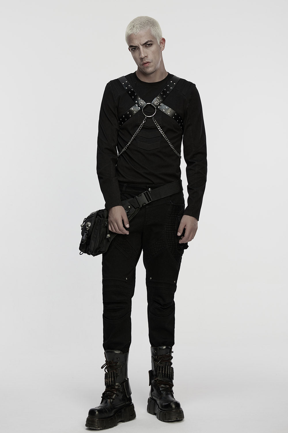 mens vegan leather gothic harness by punk rave