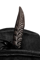 zombie hunter rob zombie inspired hat with feather and skull beads