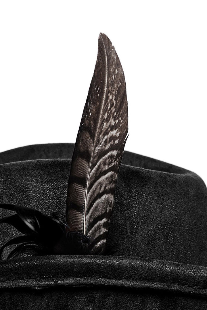 zombie hunter rob zombie inspired hat with feather and skull beads