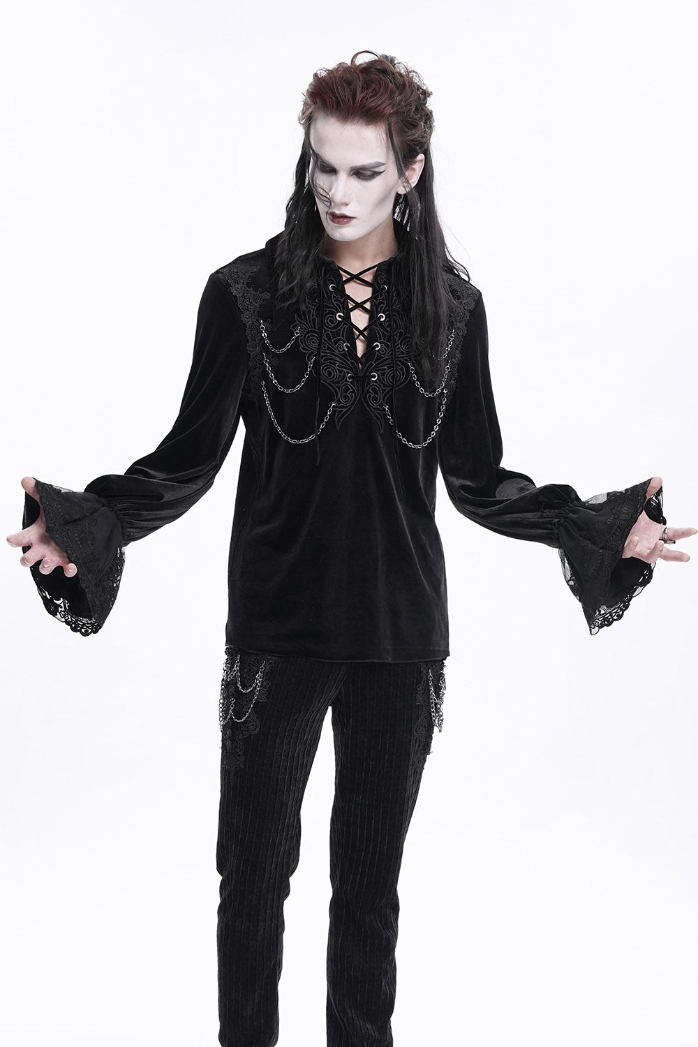 mens gothic collared long sleeve shirt