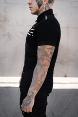 mens shirt sleeve grunge goth collared top