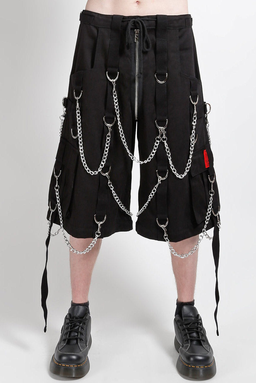 mens black cotton baggy fit tripp NYC long punk shorts
