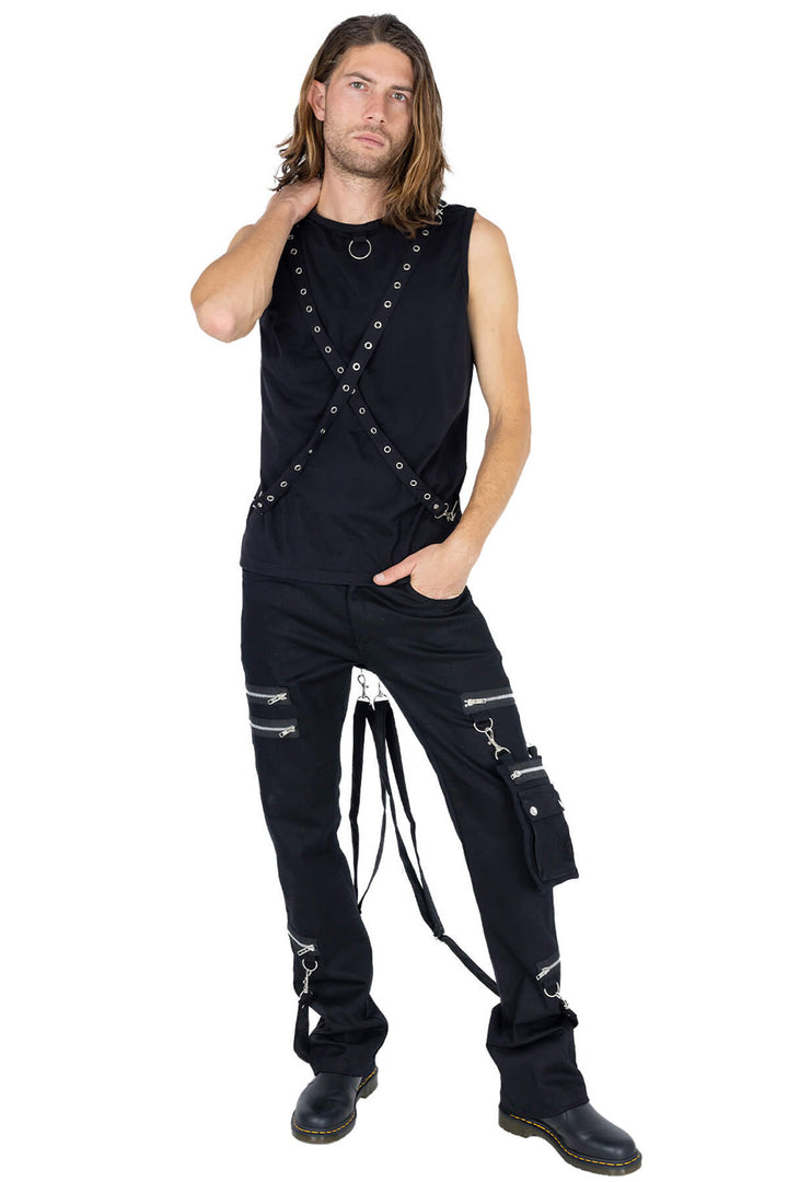 mens punk rock sleeveless shirt by pozien industries