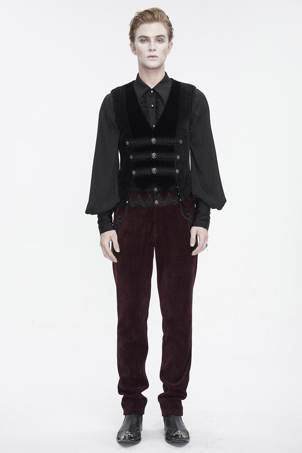 vampire goth black velvet mens waistcoat 