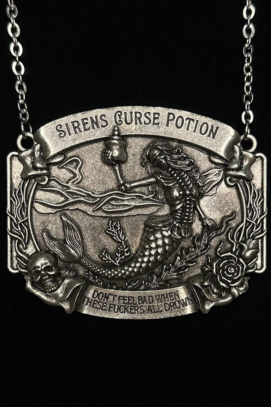 skeleton mermaid necklace