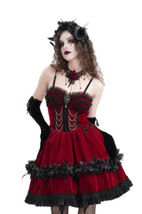 short gothic red velvet dress