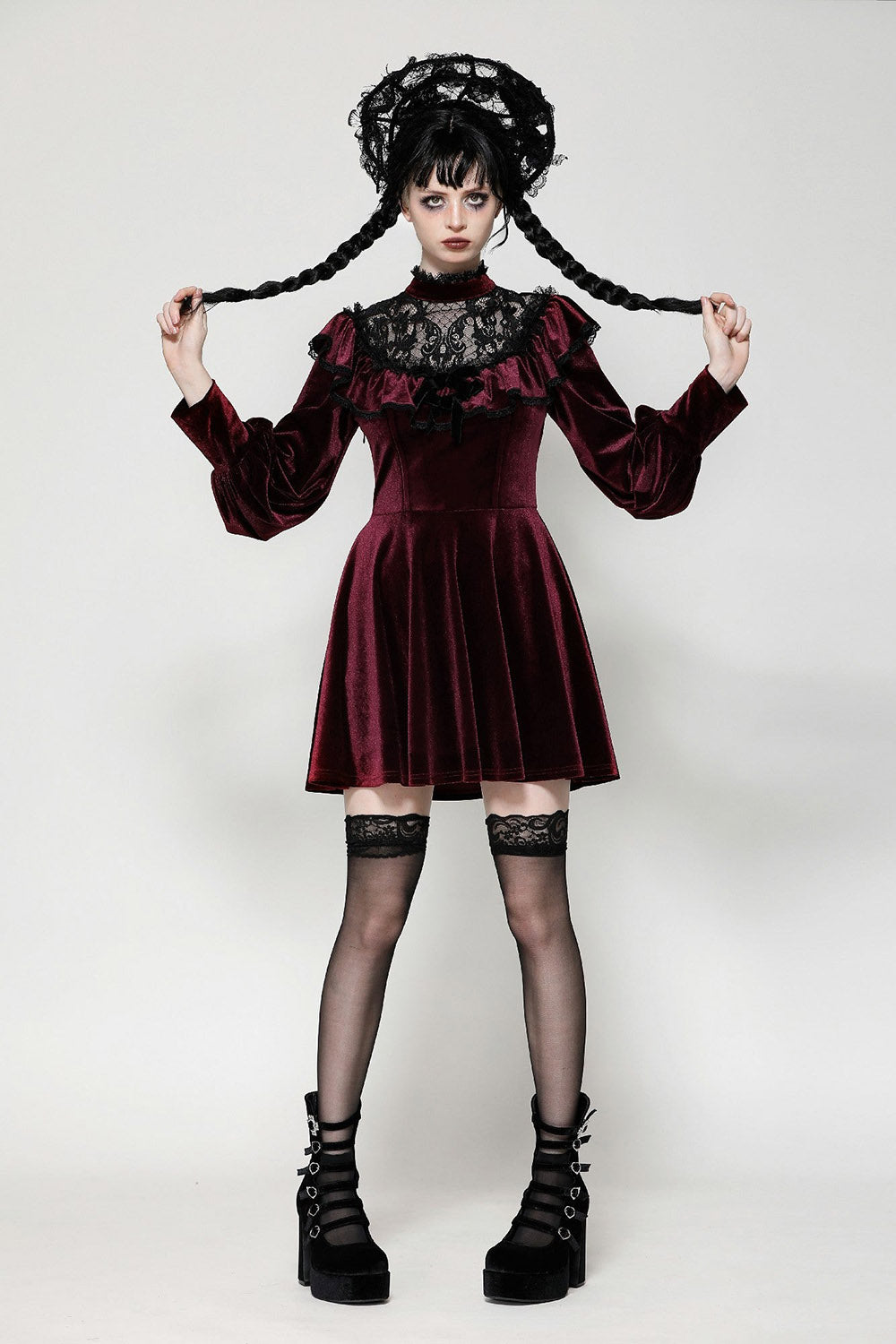 womens ruffled goth dress