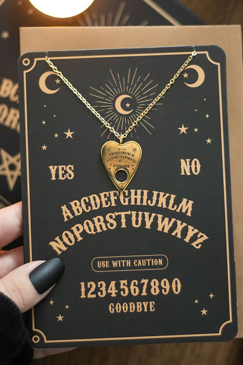 gothic gold planchette necklace