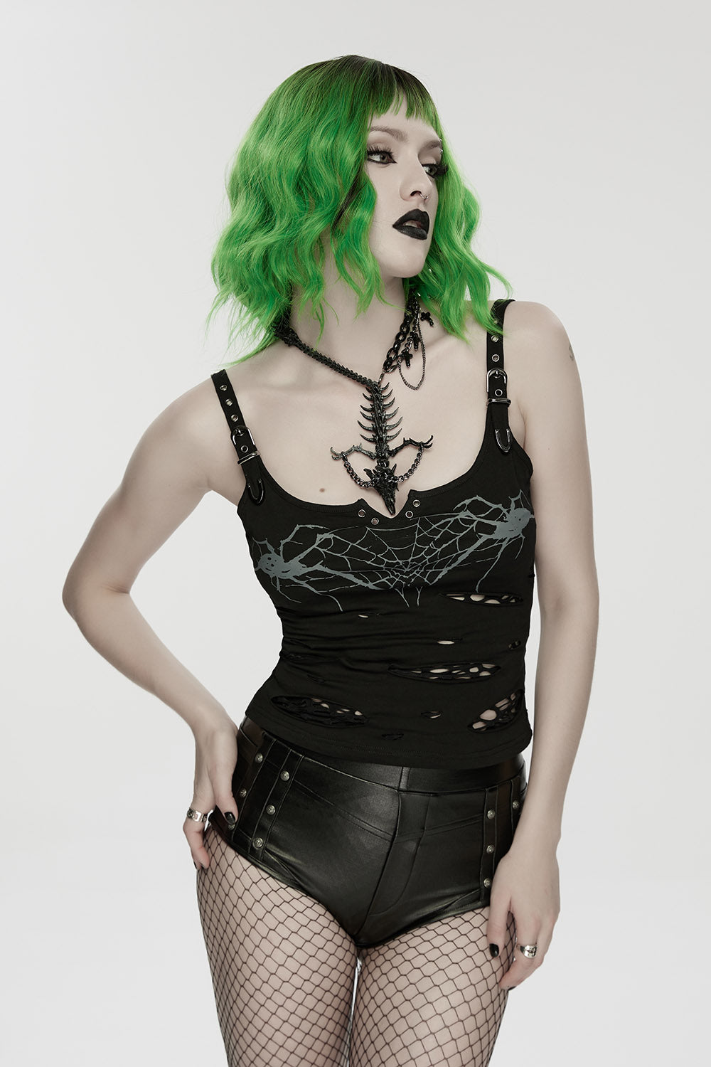 horror halloween skeleton necklace by punk rave 