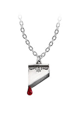 pewter gothic guillotine blade pendant with blood drop necklace 