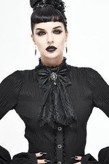 black bow lace tattered necktie