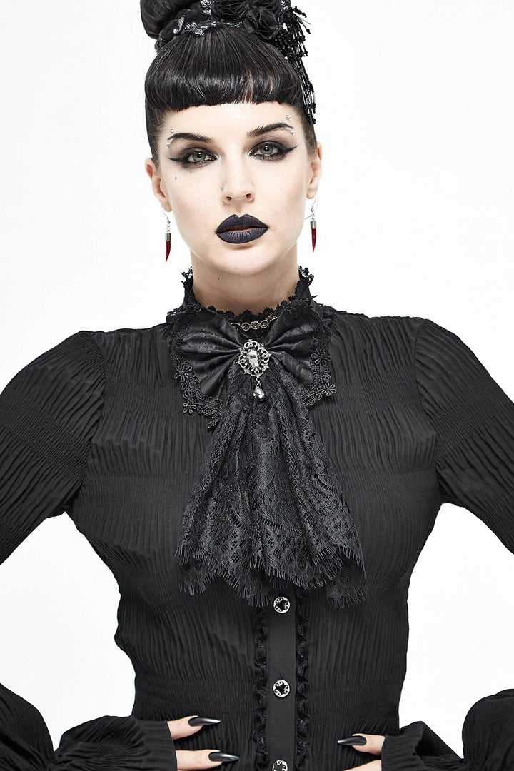 black bow lace tattered necktie