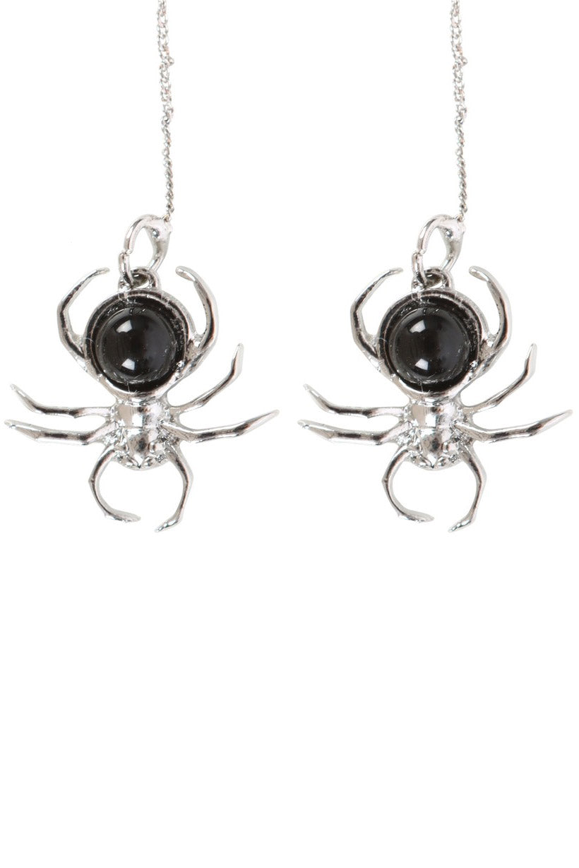 gothic black obsidian stainless steel earrings