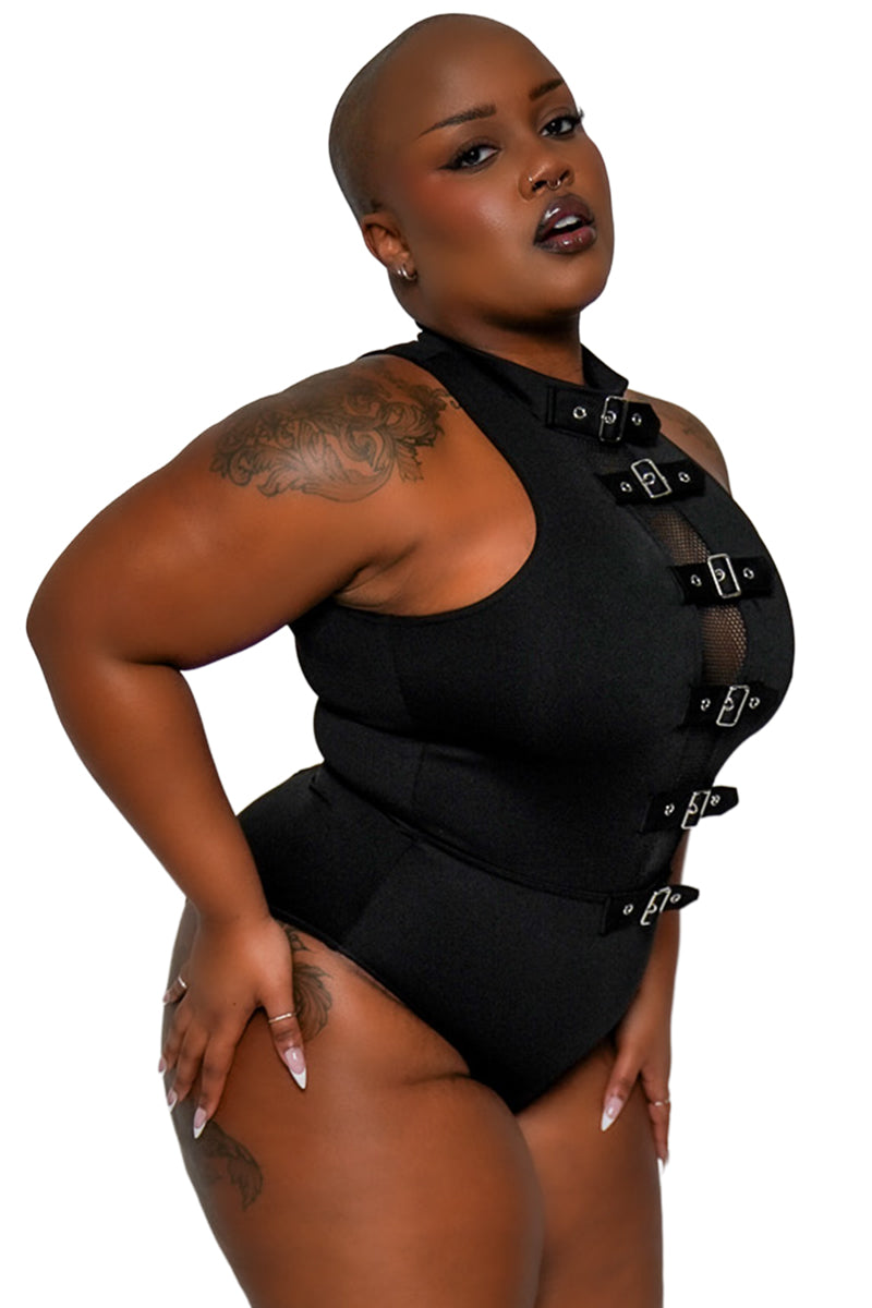 fishnet punk sculpting and smoothing emo one piece swimsuit 