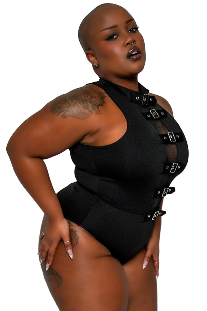 fishnet punk sculpting and smoothing emo one piece swimsuit 