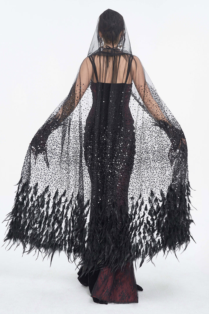 vintage gothic cape made of mesh