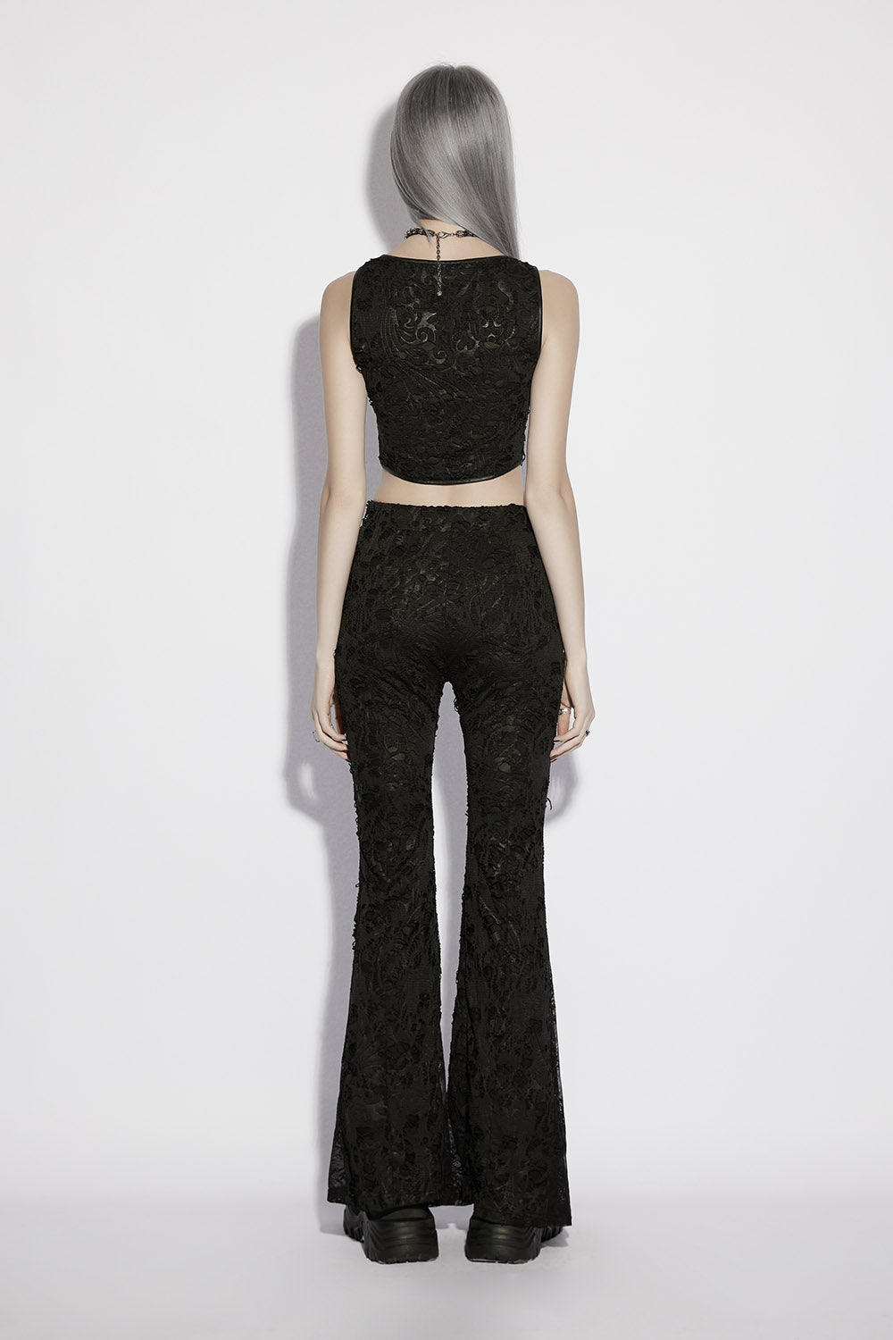 black gothic high rise flared pants