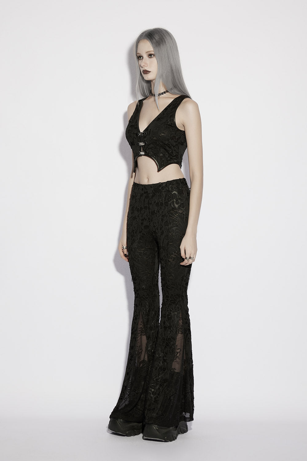 gothic high rise flared pants by punk rave