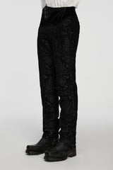 mens damask fabric goth straight-leg pants