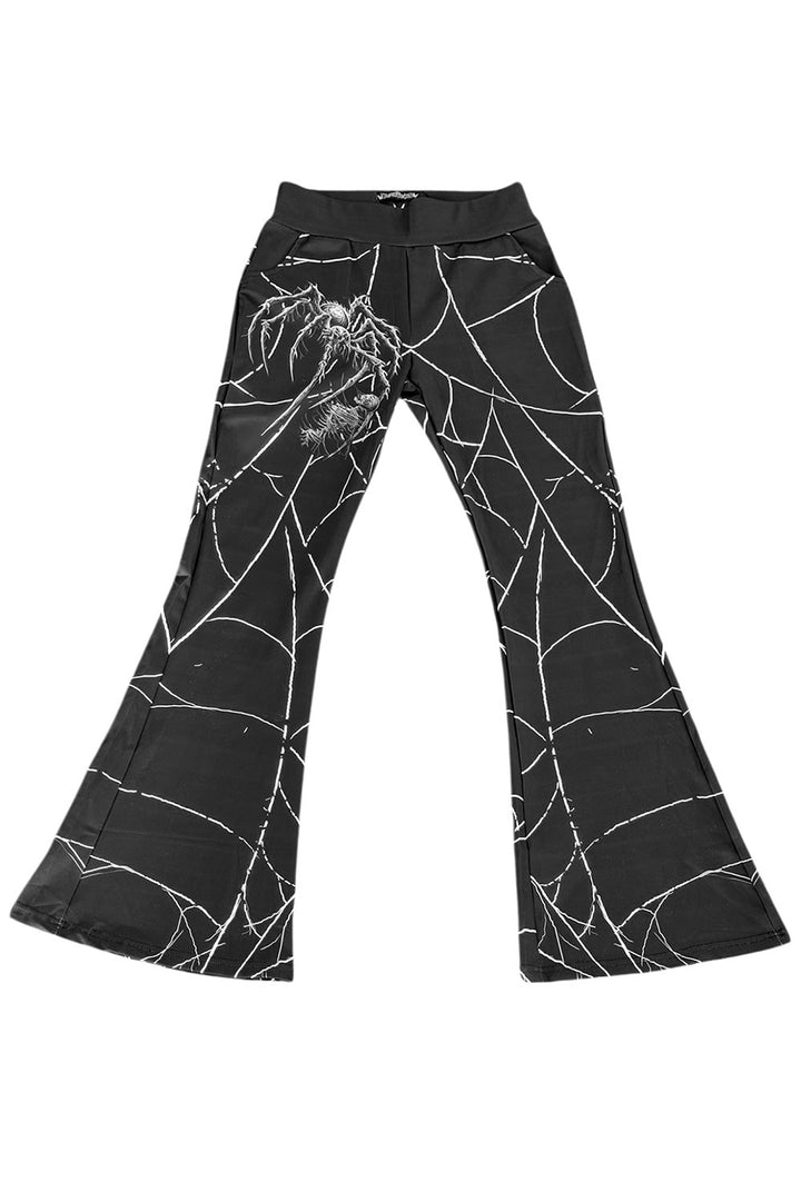 womens black and white spiderweb leggings