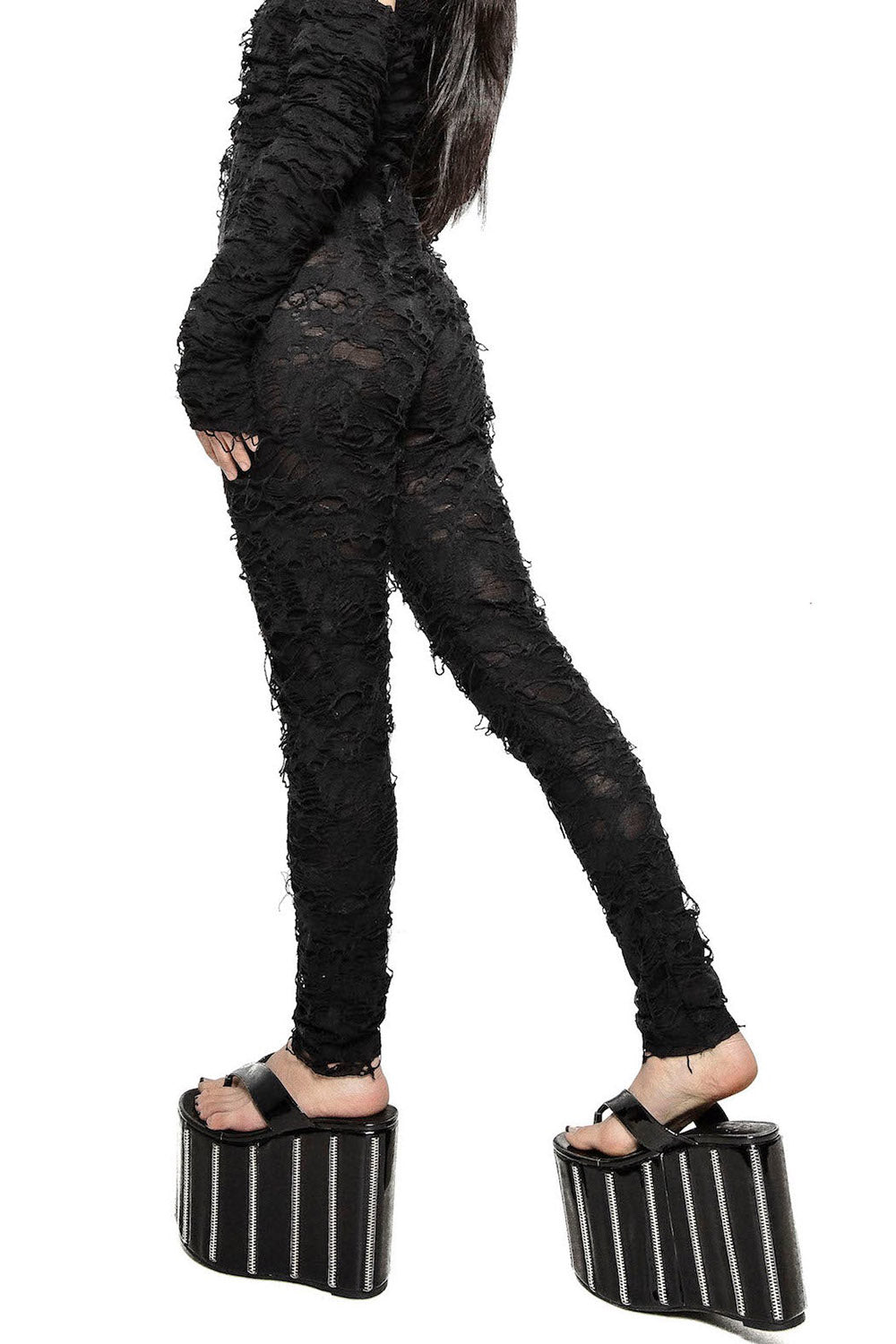grunge black distressed leggings