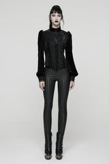 black gothic vertical striped slim-fit pants
