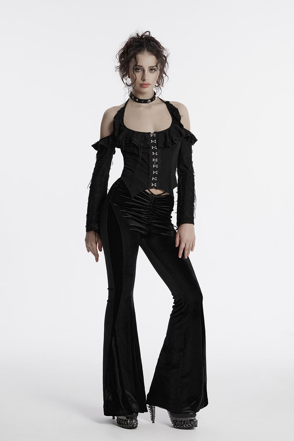 womens black gothic velvet pants by punk rave 