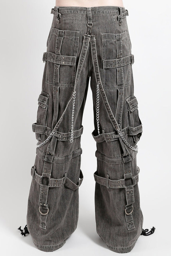 punk mens pants with chains and harness straps