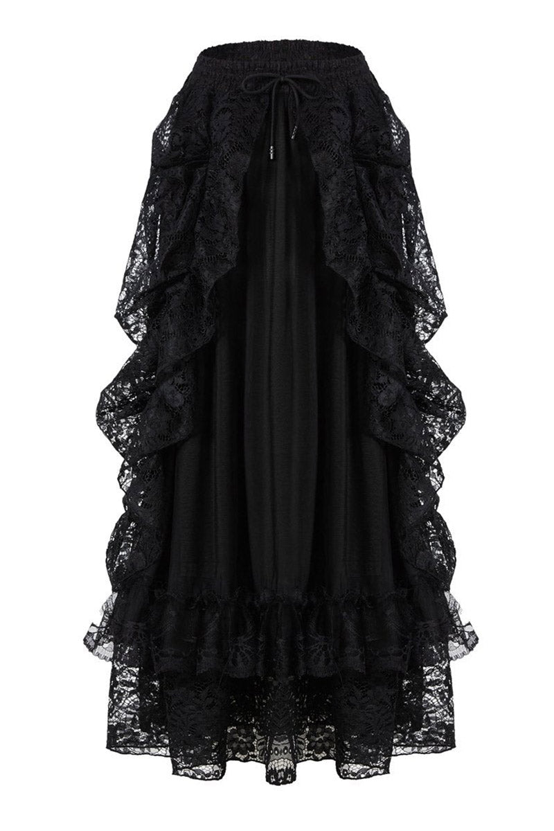 Vampiric Bustle Maxi Skirt [Black]