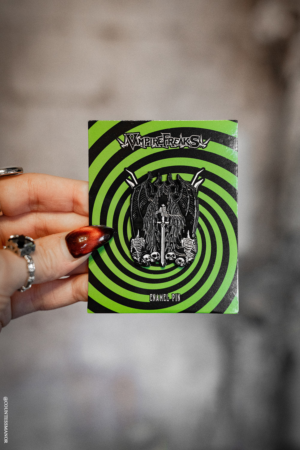 angel of death heavy metal enamel pin