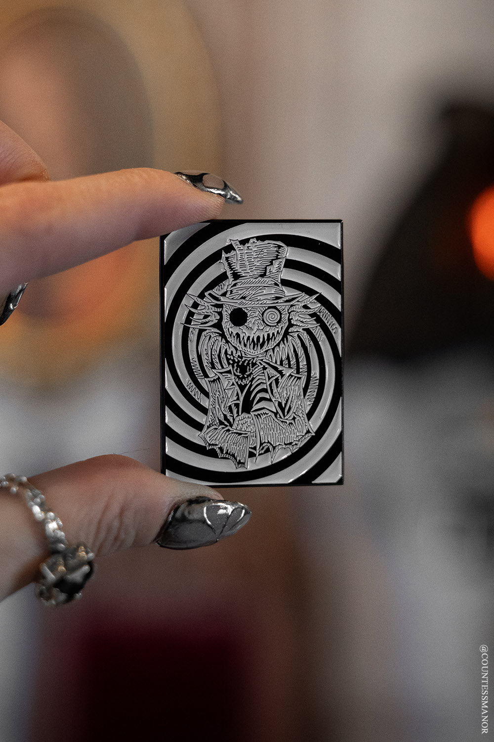 spiral rabbit hole mad hatter enamel pin