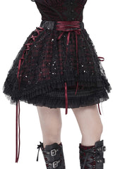 plaid mini skirt with sequins