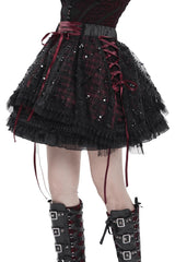 lace-up plaid mini skirt