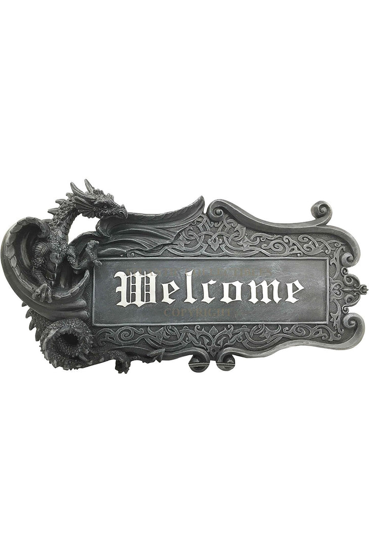 welcome sign plaque with dragon by ebros gifts / pacific giftware 