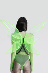 green and black gothic fairy wings harness