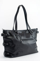 black punk rock studded large tote bag