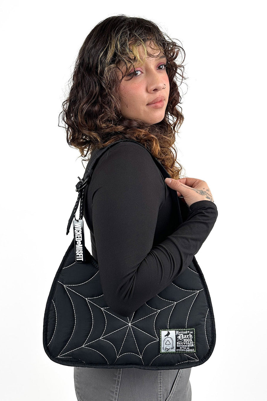 embroidered spiderweb purse