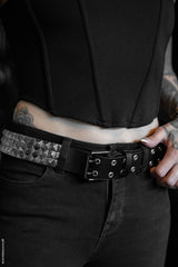 punk black pyramid studded three tow belt