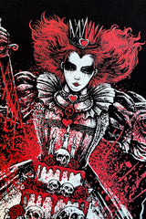 emo dark evil queen of hearts alice in wonderland holding knife and cake graphic hoodie