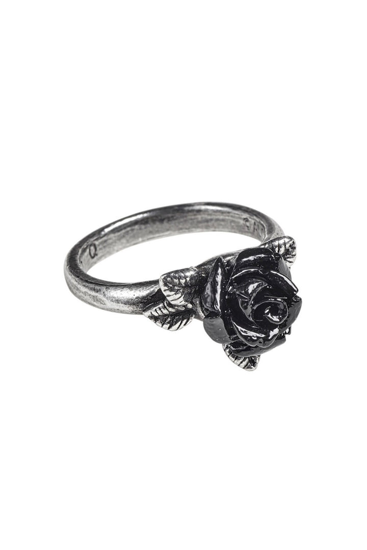 silver pewter black rose gothic ring by alchemy england