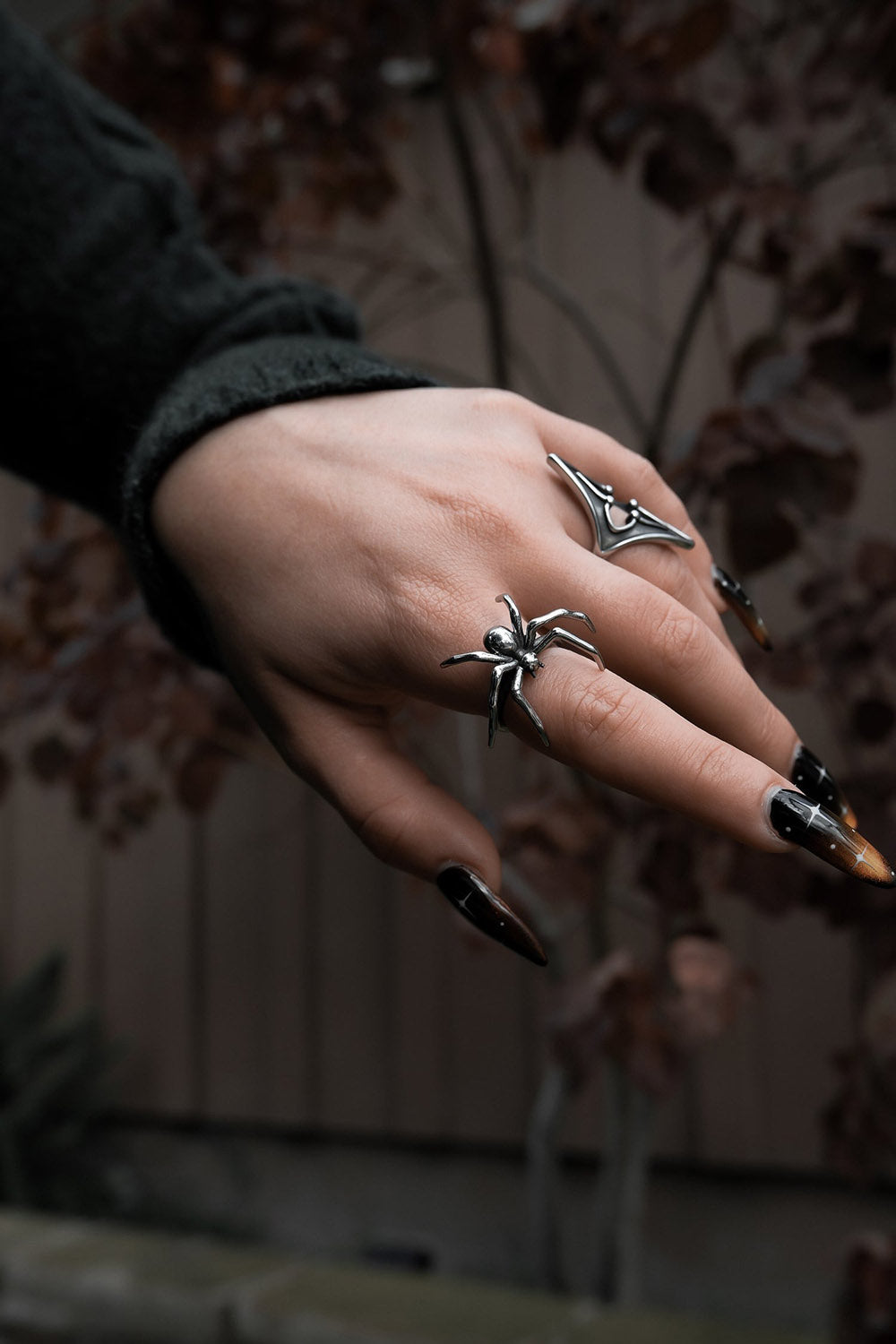 gothic mens silver spider ring
