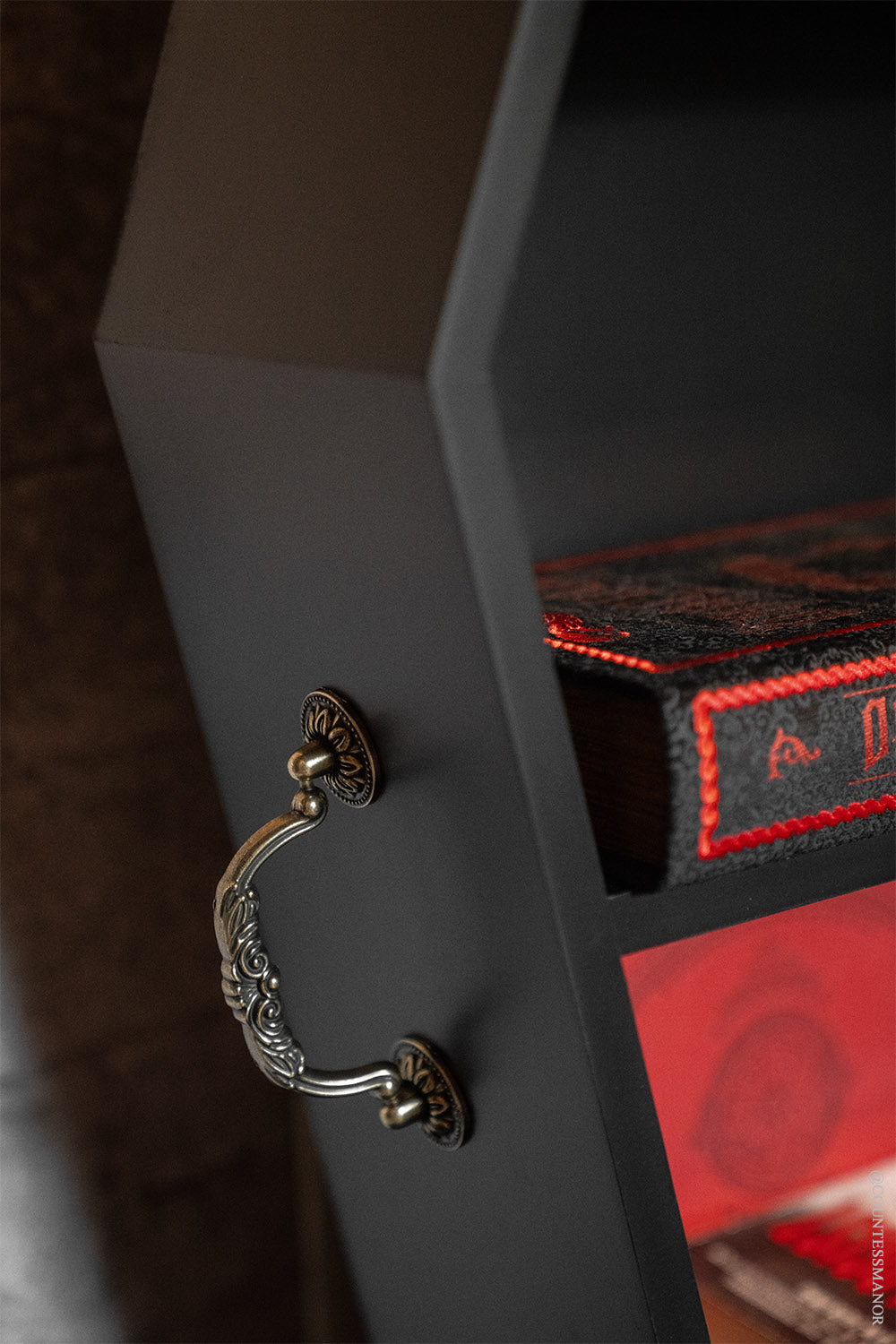 realistic black coffin wall shelf