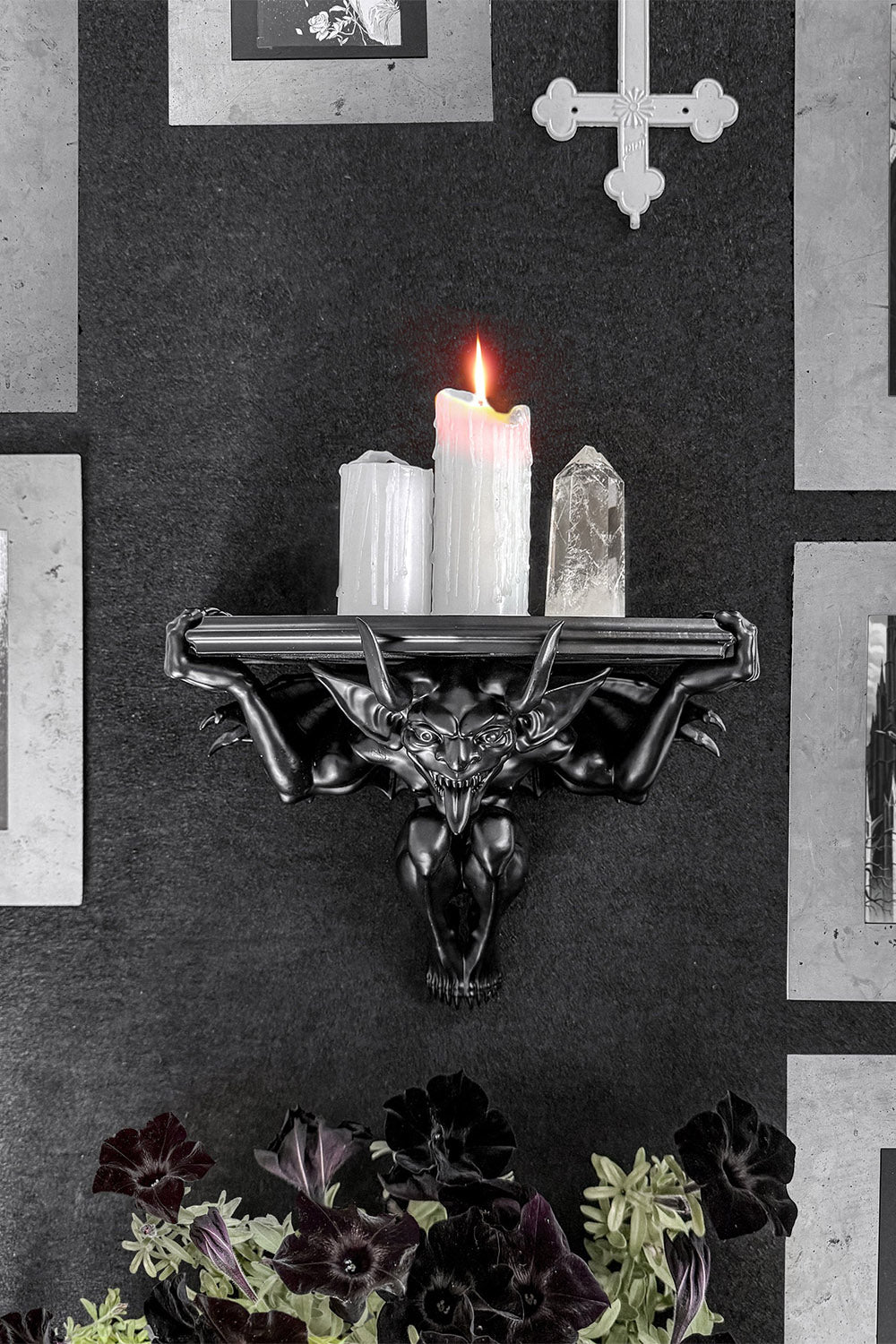 black gothic gargoyle wall shelf by killstar